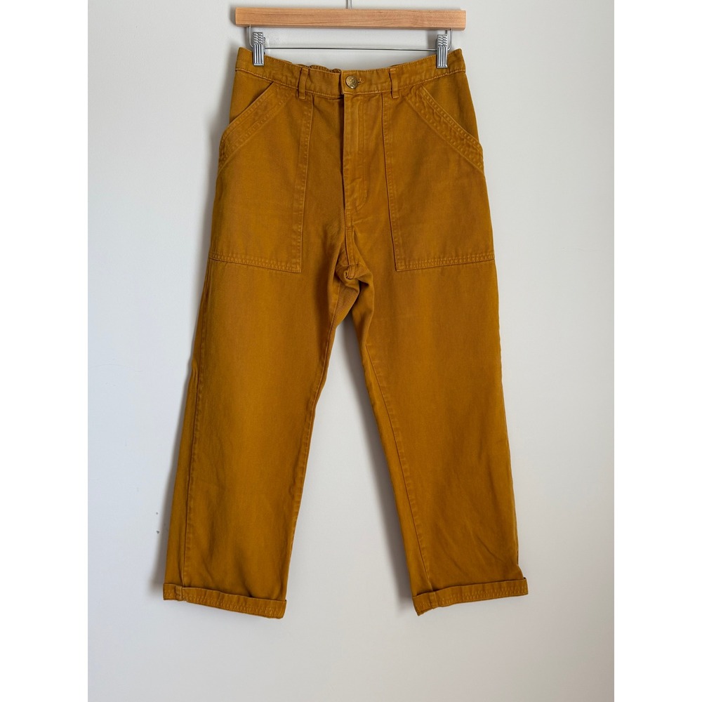 Big Bud Press Work Pants Women Small Mustard Yellow Cotton Chino USA Twill